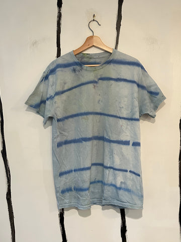 eco friendly handmade clothing T-shirt with blue stripes