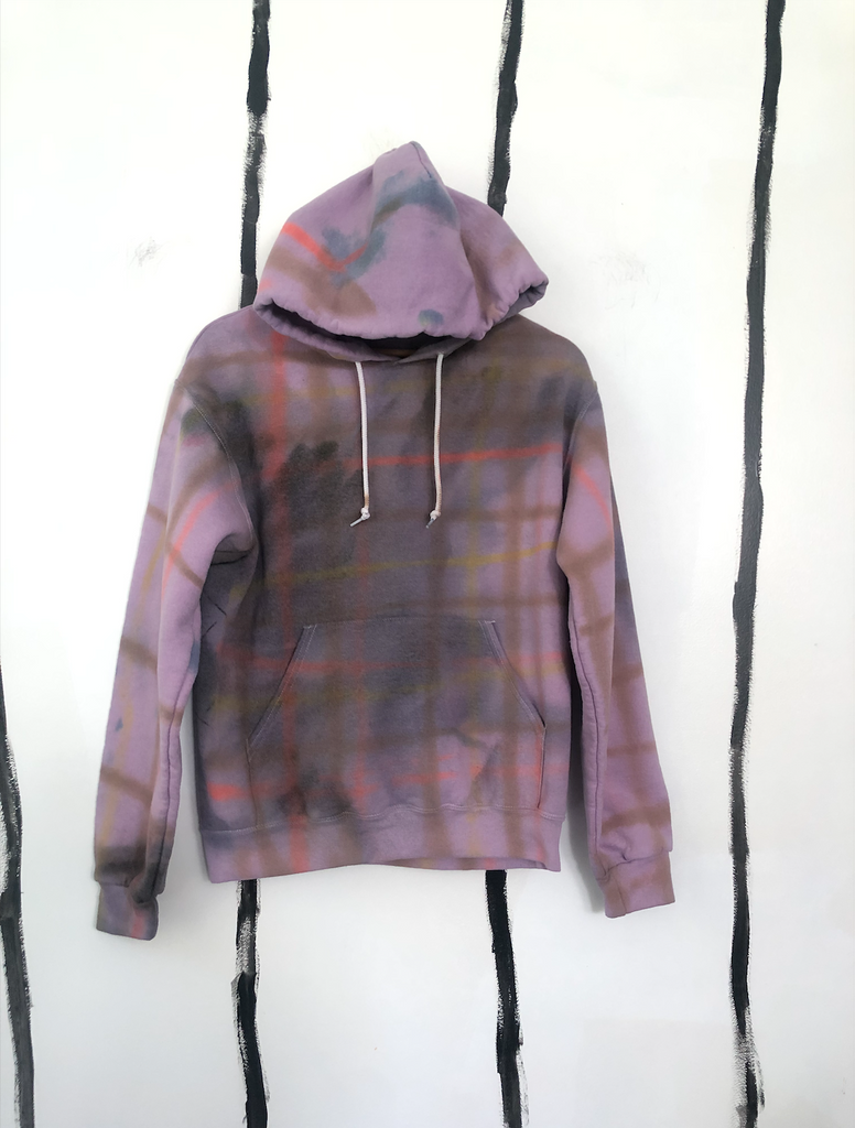 sustainable fashion purple and black plaid hoodie