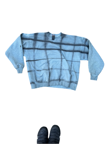 ALR USA farmed Cotton Unisex Crewneck in Indigo and Charcoal rad plaid