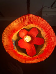 Small Mica Red Cylinder Aronomink Lamp