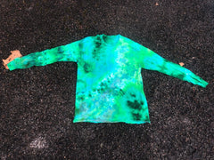 natural fabric dyed long sleeve green and blue t-shirt