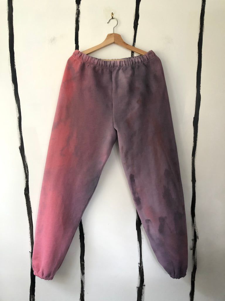 natural fabric dye pink and purple sweatpants