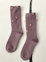 rose cashmere socks with recycled sequins
