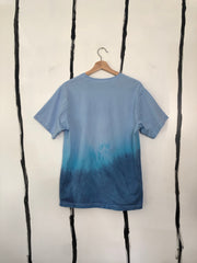 natural fabric dyed T-shirt with blue hombre