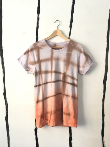 hand dyed orange and brown plaid T-shirt