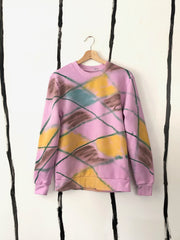 Hand dyed lilac organic cotton crewneck with diamond detailing