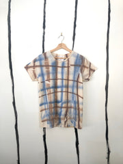 hand dyed yellow and plaid T-shirt