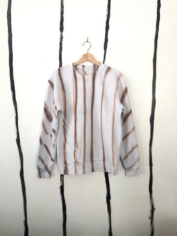hand dyed fabric crewneck with stripes