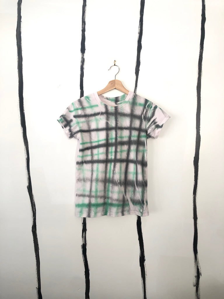 natural fabric dyed plaid T-shirt