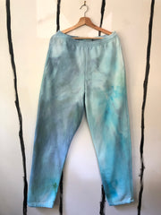 hand dyed blue and grey tie dye sweatpants