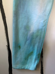 leg detail on organic cotton sweatpants with natural tie dye