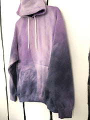 natural fabric dyed hoodie in black and purple