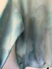 organic fabric dyed blue green hoodie backside